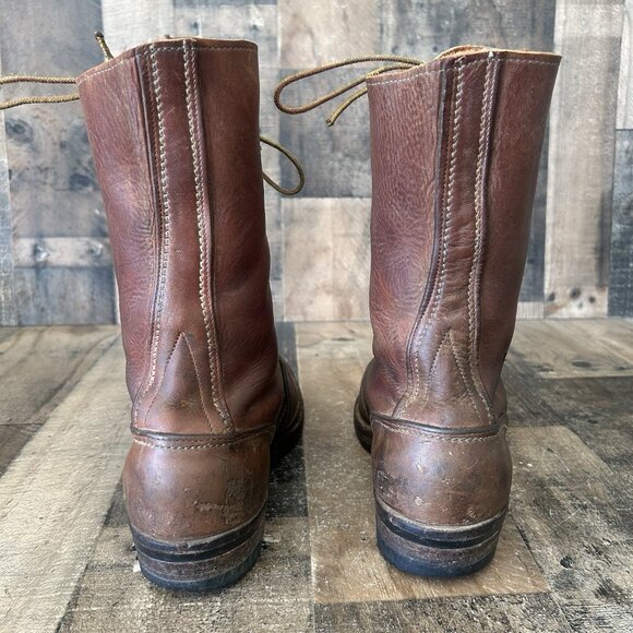 Unbranded Vintage Linesman Logger Plain Toe Lace Up Work Boots Mens 10.5 D - Picture 8 of 12